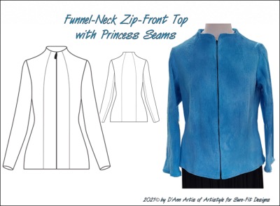 Funnel-Neck Zip Front Top